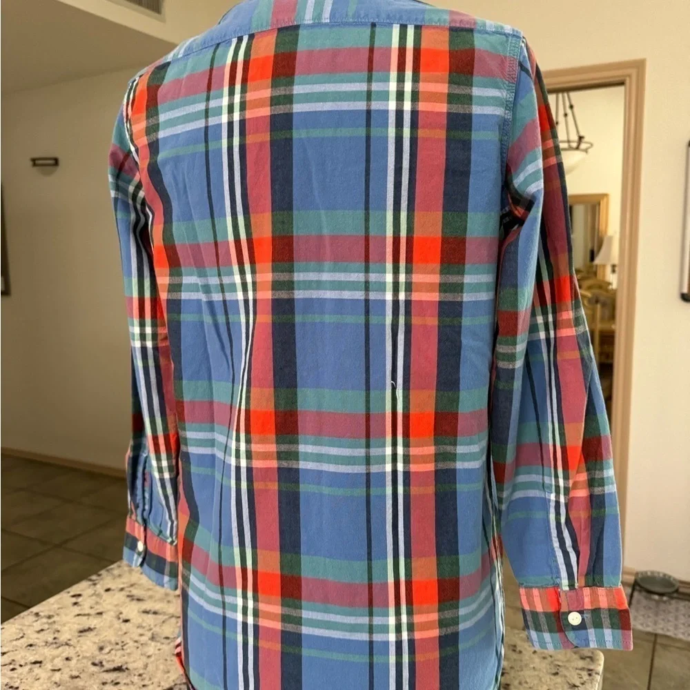 Gap Kids Unisex Long Sleeve Button Up Shirt Set of‎ Two Plaid Red & Blue XXL